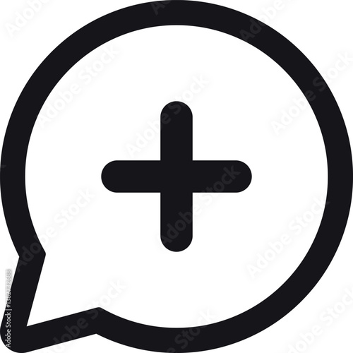 Speech bubble with plus icon . Add speech bubble icon . Add create message icon vector