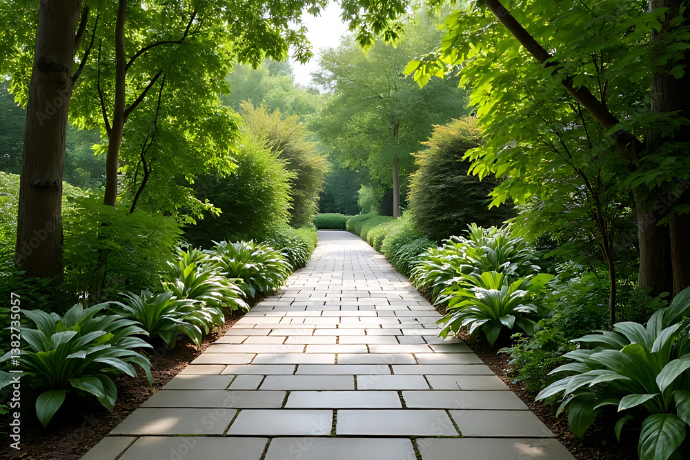 Serene garden pathway urban park landscape photography lush environment ground level tranquility Serene garden pathway urban park landscape photography lush environment ground level tranquility