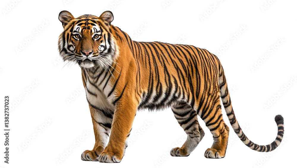 Obraz premium Majestic tiger strolling wildlife sanctuary animal portrait close-up