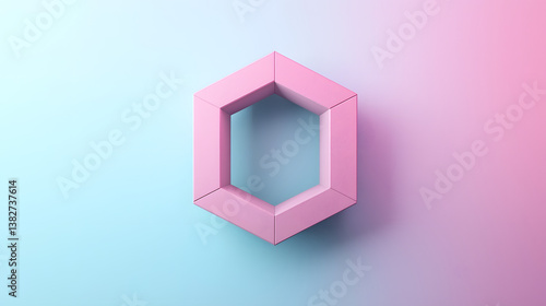 Modern Geometric Design: Stylish Pink Hexagon on a Soft Gradient Background for Creative Projects