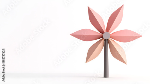 Modern Abstract Flower Sculpture in Soft Pastel Colors on a Minimalist Background