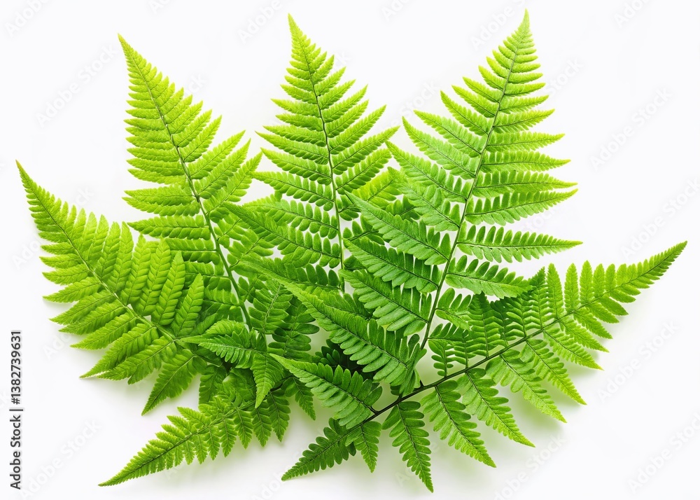 Lush Fern Green Leaves Isolated on White Background - High-Resolution Stock Photo Lush Fern Green Leaves Isolated on White Background - High-Resolution Stock Photo