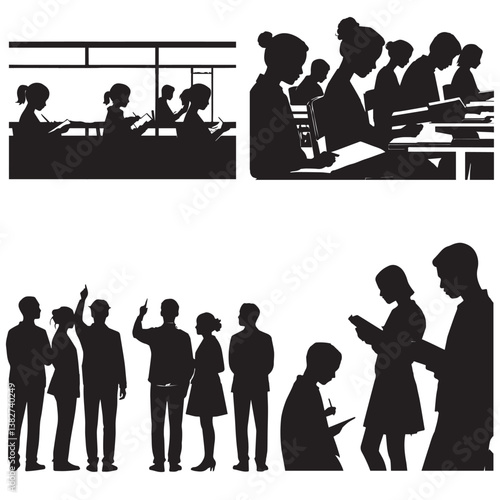 Wallpaper Mural Silhouette of group study Torontodigital.ca