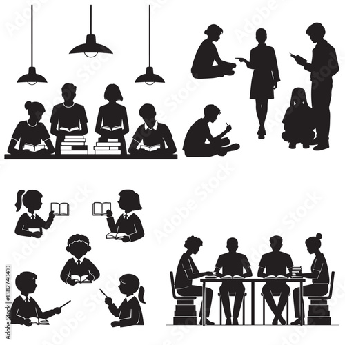 Wallpaper Mural Silhouette of group study Torontodigital.ca