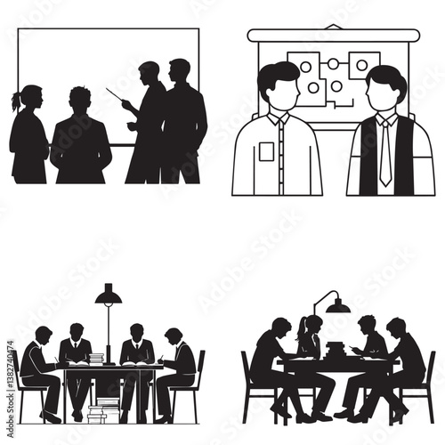 Wallpaper Mural Silhouette of group study Torontodigital.ca