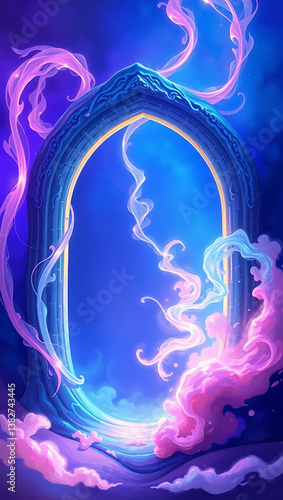 Spectacular Mystical Magic Portal: Dreamlike Digital Art Universe with Enchanted Fantasy Background