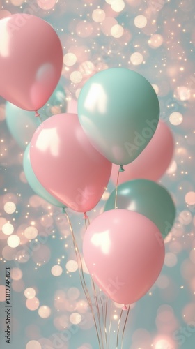 Colorful balloons floating in the air create a festive atmosphere perfect for celebrations or events