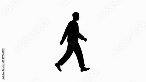 Walking Silhouette: Confident Man in Motion - Iconic Graphic for Lifestyle and Fitness