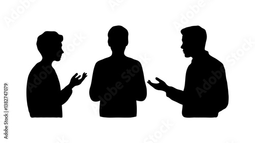 Business Teamwork Silhouette: Motivational Discussion and Communication at a Meeting for Outreach and Collaboration