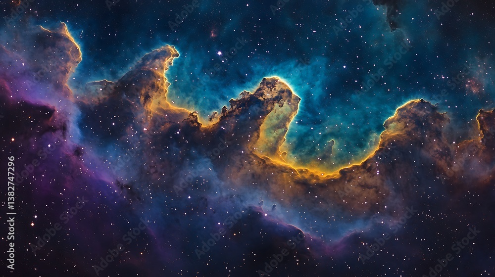 Fototapeta premium Beautiful nebula in space with colorful gases images