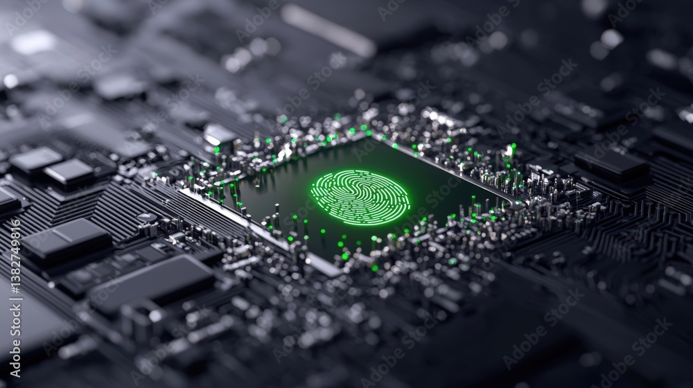 A digital handprint scanning on a high-tech panel, emitting a green verification glow A digital handprint scanning on a high-tech panel, emitting a green verification glow
