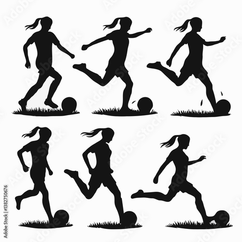 Dynamic Silhouette of Girl Soccer Player in Action - Youth Sports and Fitness