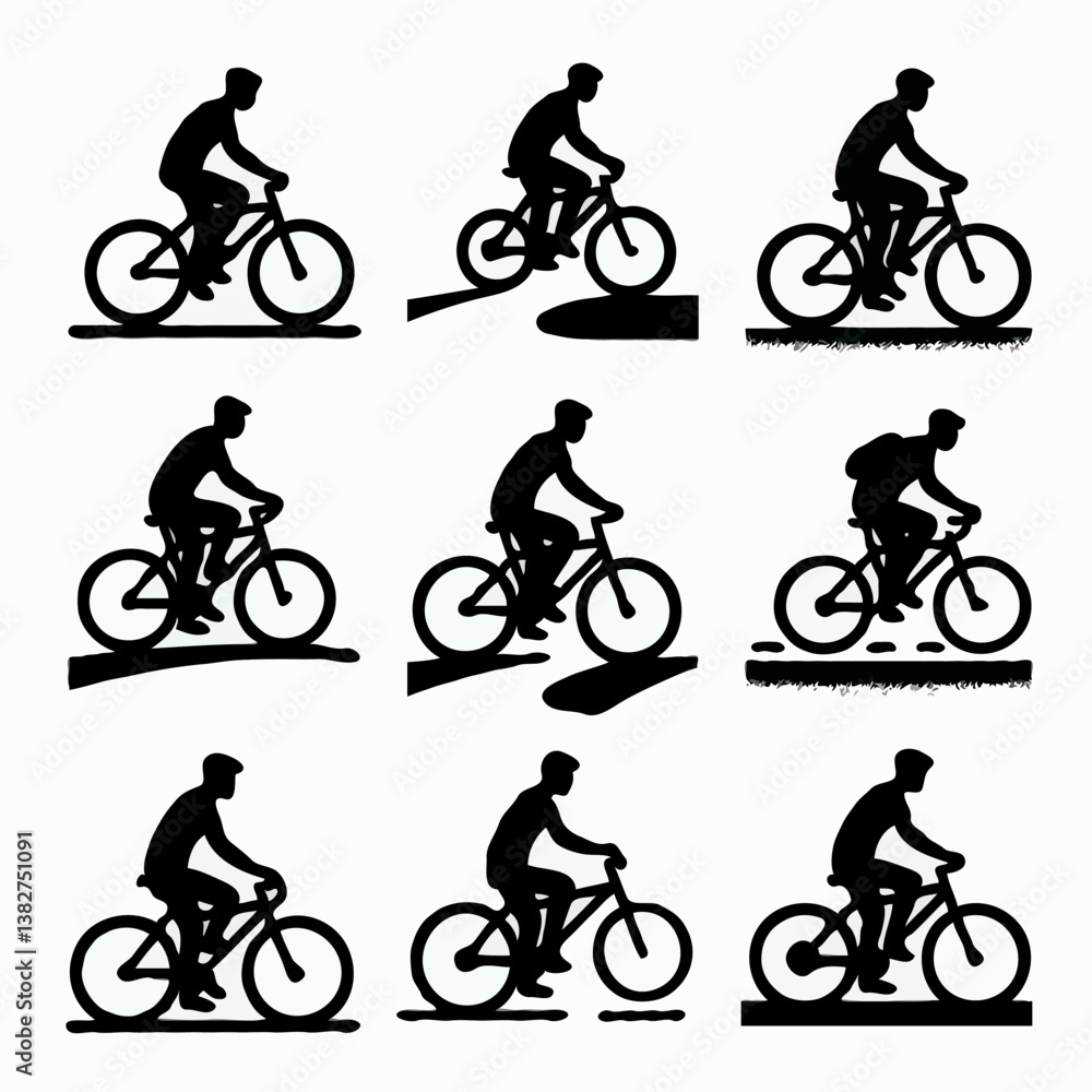 Fototapeta premium Cyclist Silhouette: Active Lifestyle and Outdoor Adventure on Urban Bike Paths for Health and Recreation