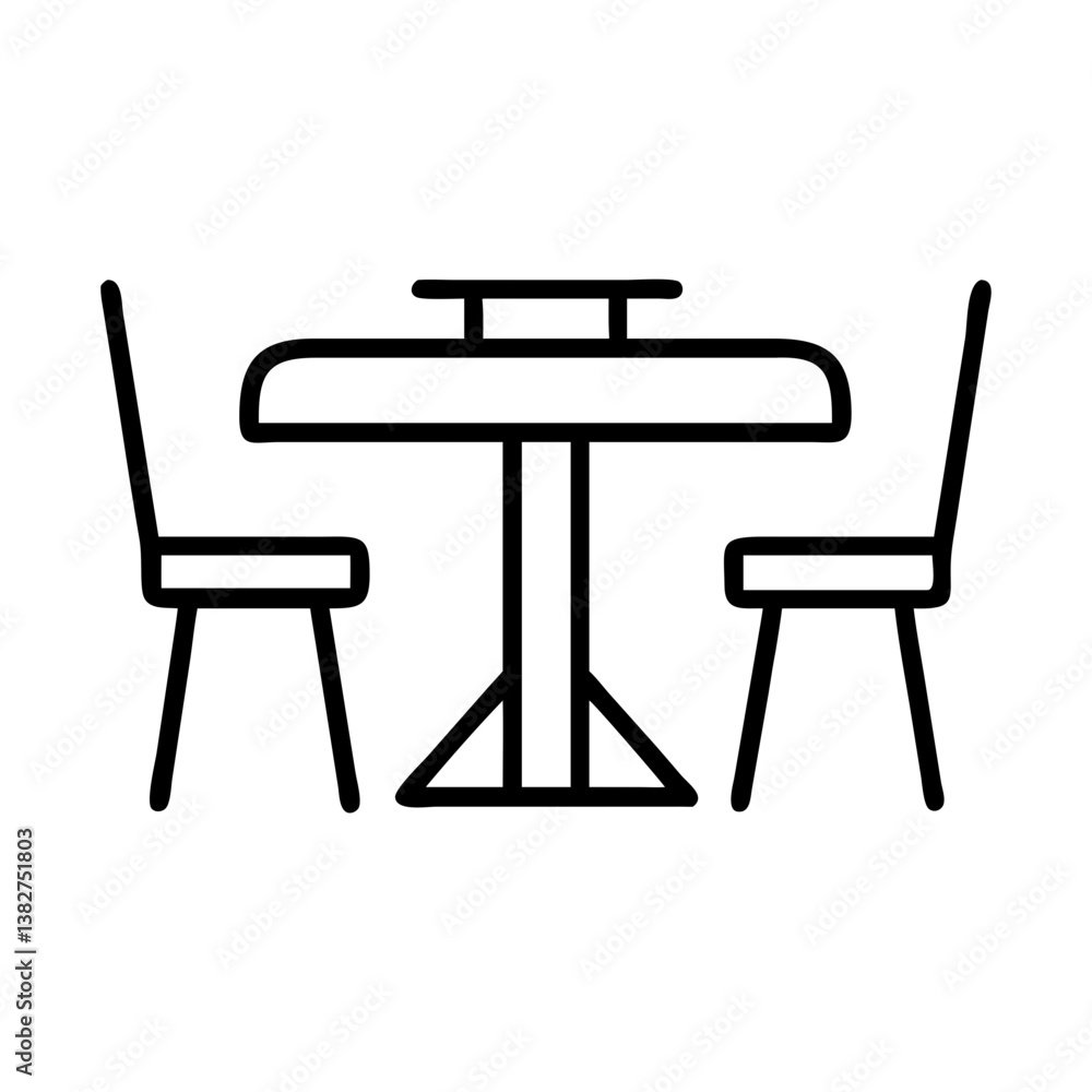 bistro table vector icon, simple black outline line icon of bistro table, furniture vector line art icon bistro table vector icon, simple black outline line icon of bistro table, furniture vector line art icon