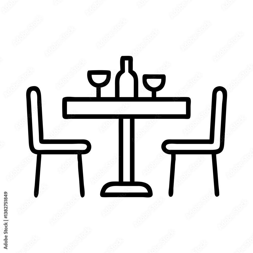 bistro table vector icon, simple black outline line icon of bistro table, furniture vector line art icon bistro table vector icon, simple black outline line icon of bistro table, furniture vector line art icon