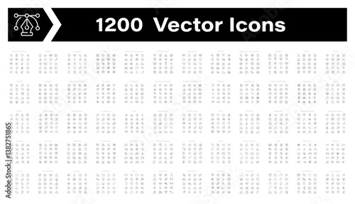 Outline icons collection. High quality editable stroke icons. Linear icons set. Outline icons pack. Set of 1200 modern thin line icons.