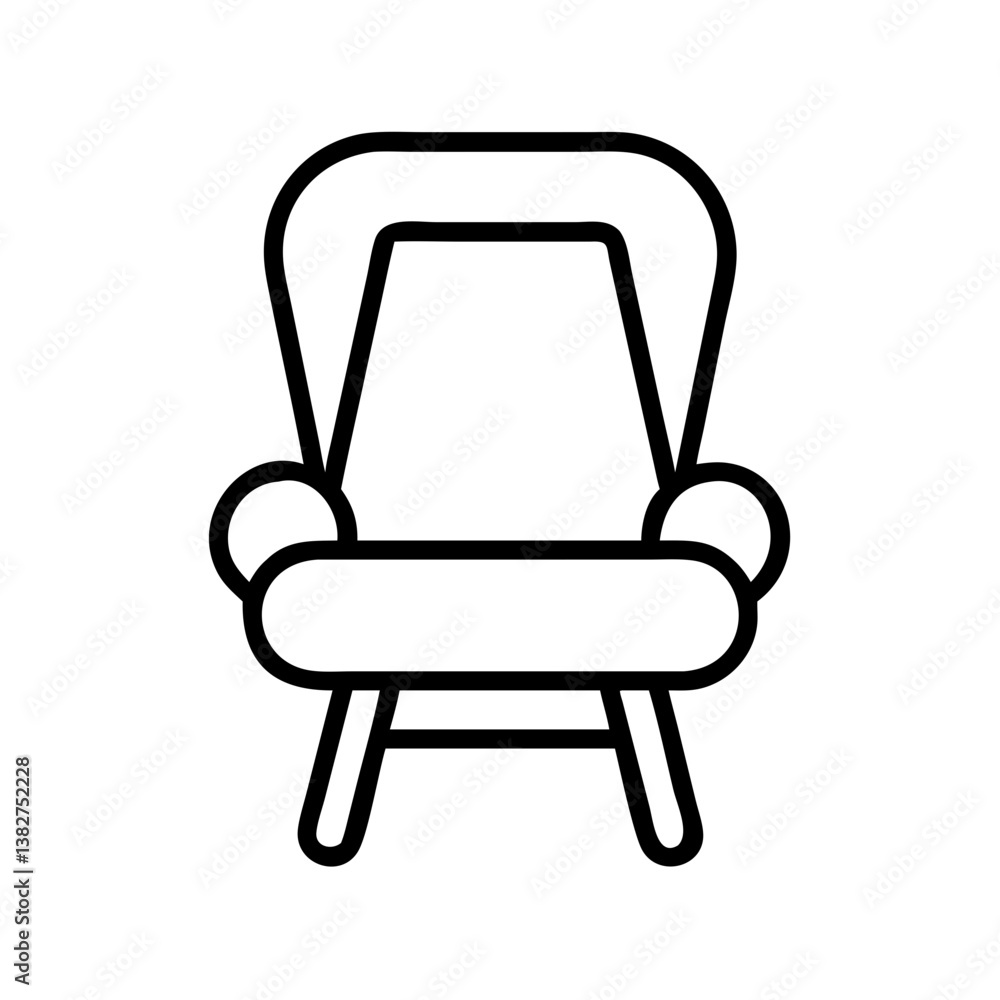chair vector icon, simple black outline line icon of chair, furniture vector line art icon chair vector icon, simple black outline line icon of chair, furniture vector line art icon