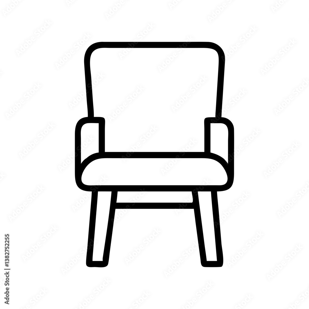 chair vector icon, simple black outline line icon of chair, furniture vector line art icon chair vector icon, simple black outline line icon of chair, furniture vector line art icon