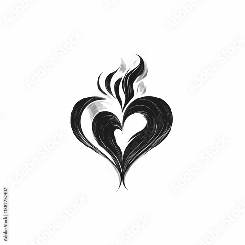 Flaming Heart: Simple Stylized Flame Shaped as Heart