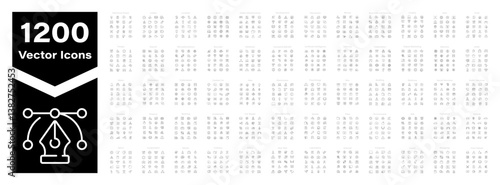 Set of 1200 modern thin line icons. Outline icons collection. High quality editable stroke icons. Linear icons set. Outline icons pack