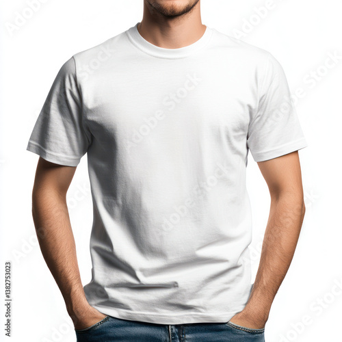 young man in white t shirt mock up
