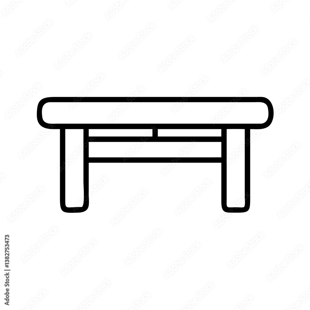dining bench vector icon, simple black outline line icon of dining bench, furniture vector line art icon dining bench vector icon, simple black outline line icon of dining bench, furniture vector line art icon