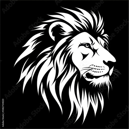 Versatile lion head graphic ideal for tattoos and branding. 