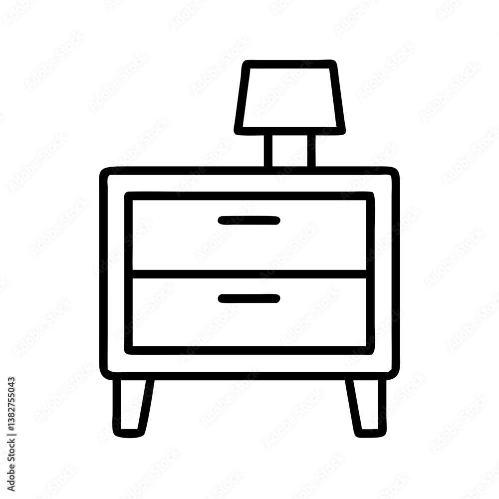 nightstand vector icon, simple black outline line icon of nightstand, furniture vector line art icon nightstand vector icon, simple black outline line icon of nightstand, furniture vector line art icon