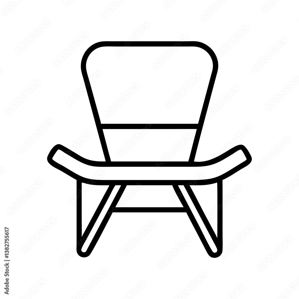 patio chair vector icon, simple black outline line icon of patio chair, furniture vector line art icon patio chair vector icon, simple black outline line icon of patio chair, furniture vector line art icon