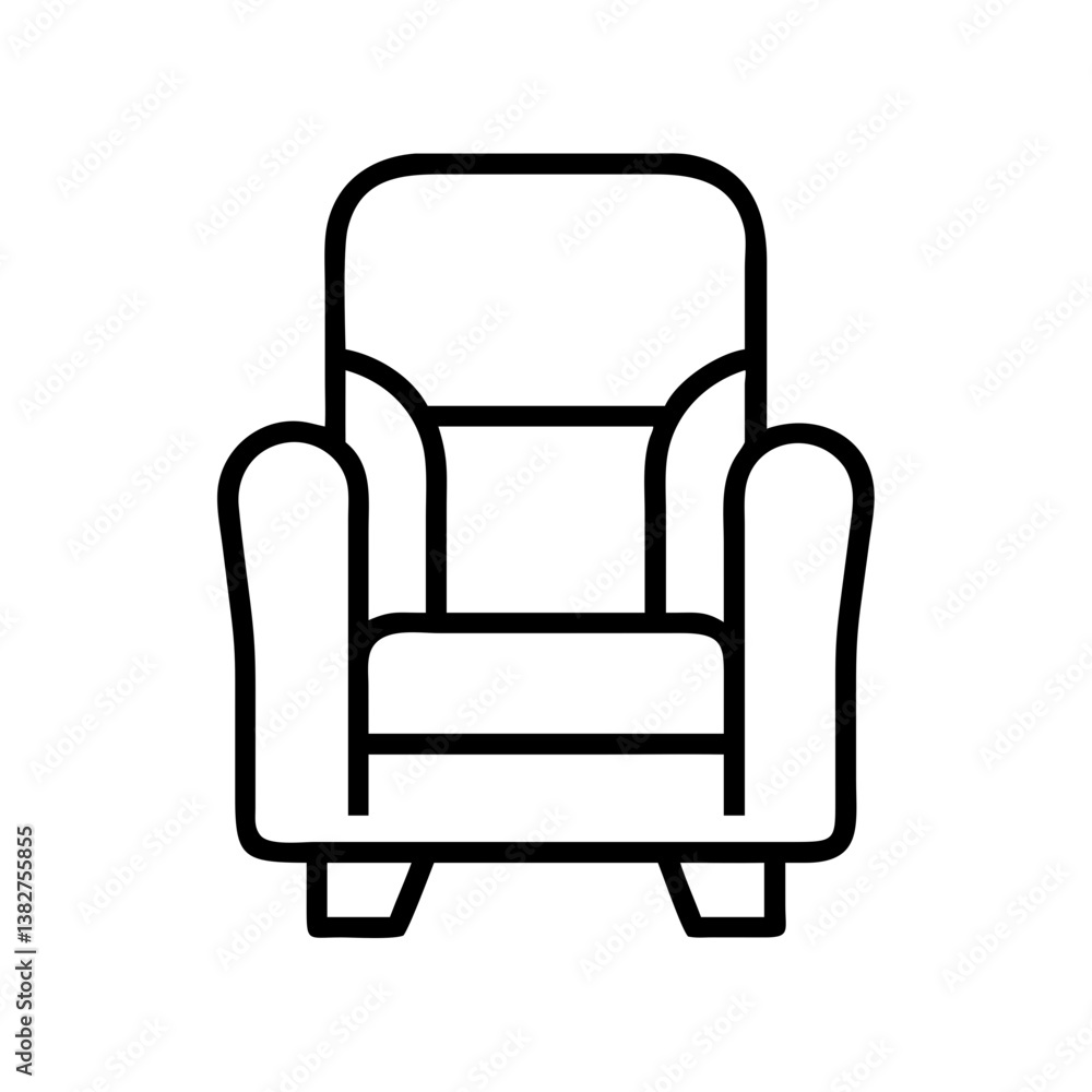 recliner vector icon, simple black outline line icon of recliner, furniture vector line art icon recliner vector icon, simple black outline line icon of recliner, furniture vector line art icon