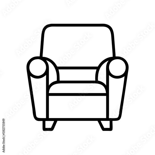 recliner vector icon, simple black outline line icon of recliner, furniture vector line art icon