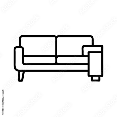 sectional sofa vector icon, simple black outline line icon of sectional sofa, furniture vector line art icon