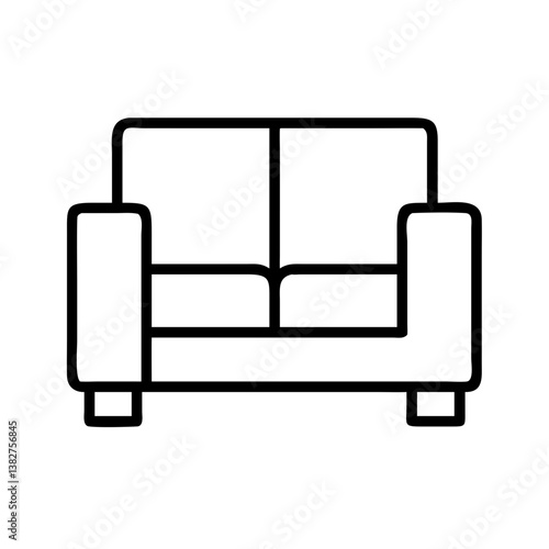 sectional sofa vector icon, simple black outline line icon of sectional sofa, furniture vector line art icon