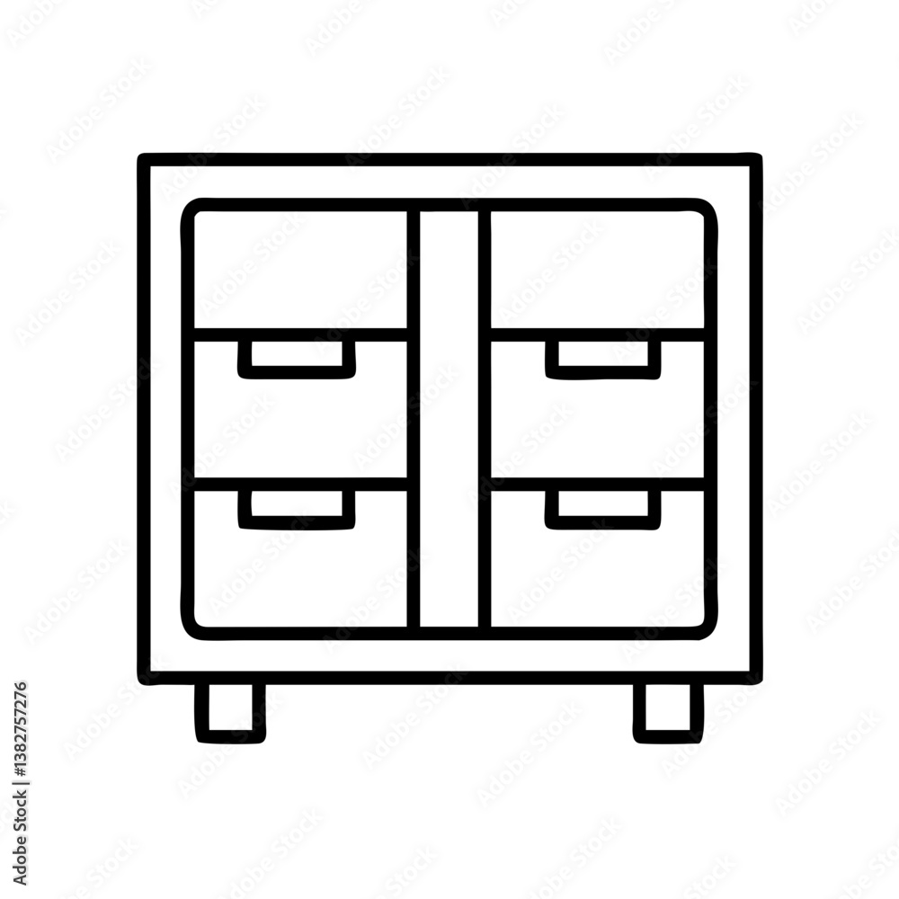 storage cabinet vector icon, simple black outline line icon of storage cabinet, furniture vector line art icon storage cabinet vector icon, simple black outline line icon of storage cabinet, furniture vector line art icon