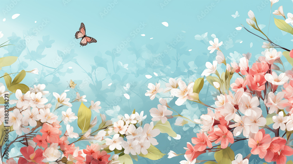 Floral design and pastel color palette on tiffany background