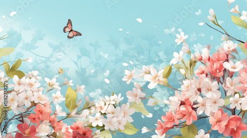 Obraz na płótnie Floral design and pastel color palette on tiffany background w salonie
