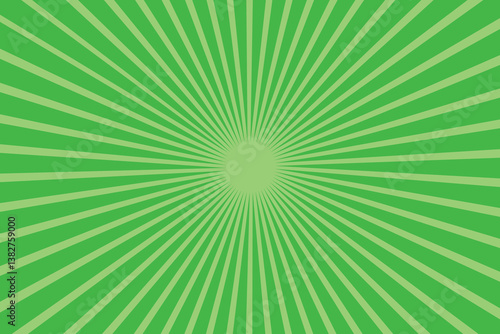 Abstract background with rays retro starburst. Funky ray elements, circle motifs, reminiscent of circus themes. Green and white twisted swirl.