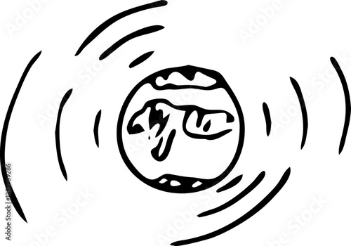 Hand drawn globe doodle icon. Hand drawn black sketch. Sign symbol. Decoration element. White background. Isolated. Flat design. Vector illustration