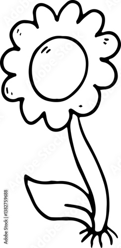 Handdrawn flower doodle icon. Hand drawn black sketch. Sign symbol. Decoration element. White background. Isolated. Flat design. Vector illustration