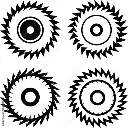 Circular saw blade vector icon isolated on white background.