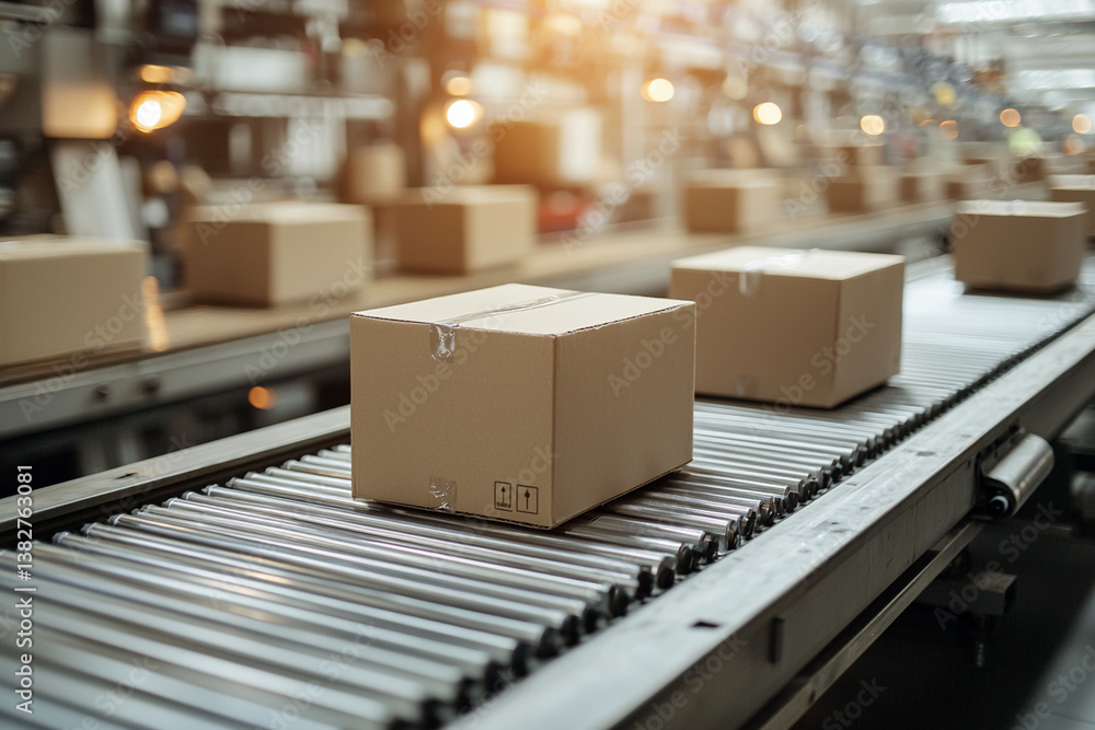 forklift in warehouse with boxes. Generative AI forklift in warehouse with boxes. Generative AI