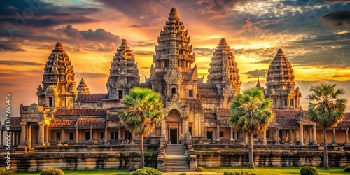 Majestic Angkor Wat Sunrise: Cambodian Temple Portrait Photography