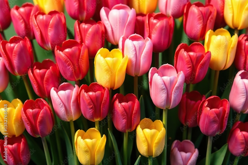 Bold, stylized tulips arranged in a square grid , geometric floral, vector Bold, stylized tulips arranged in a square grid , geometric floral, vector