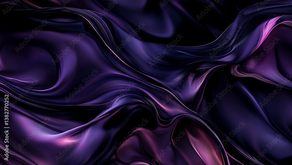 Fototapeta premium Dark purple, flowing fabric; abstract, smooth curves