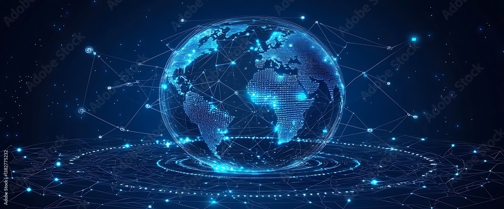 Obraz premium Global Network Futuristic Earth Connection.