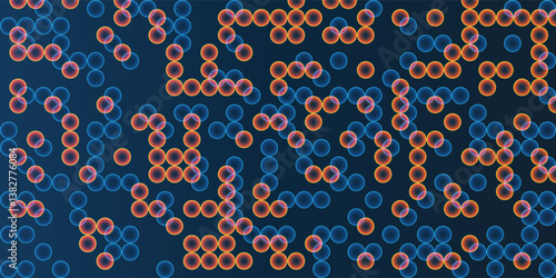 Abstract Partially Faded Spotted Pattern, Small Circular Gradient Shapes, Spots of Random Sizes and Changing Colors of Blue, Brown, Red and Orange - Geometric Mosaic Texture, Vector Background Design