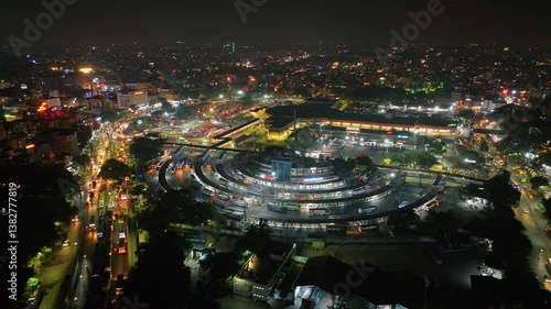 Wallpaper Mural Aerial night view of the Kempegowda Bus Station in Bengalur. Night view of the majestic bus stand with buses parked and moving to different spots in metropolitan city of Bangalore Torontodigital.ca