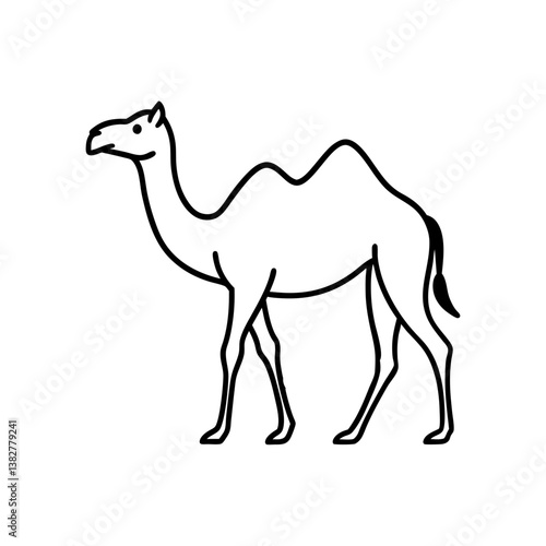 A Camel walking in the desert silhouette illustration