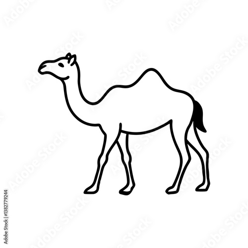 A Camel walking in the desert silhouette illustration