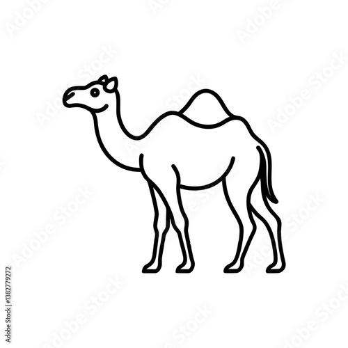 A Camel walking in the desert silhouette illustration